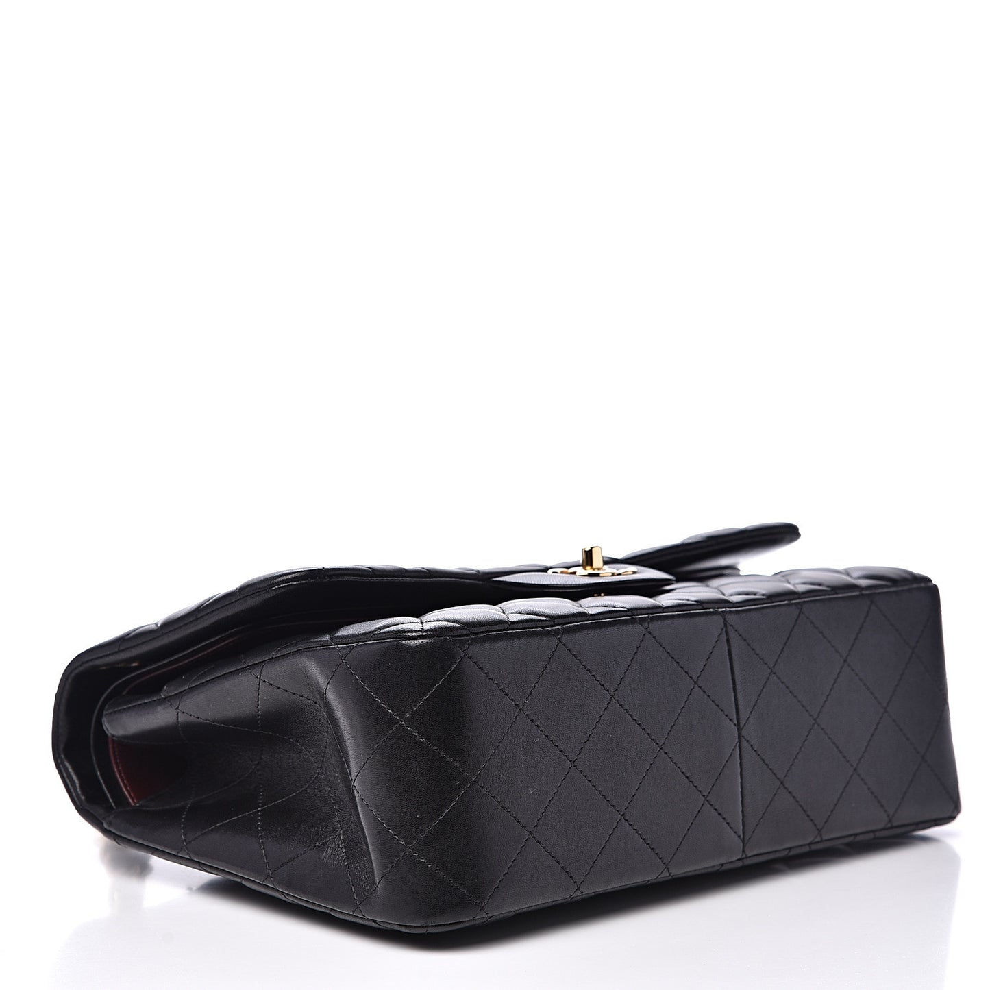 Lambskin Quilted Jumbo Double Flap Black