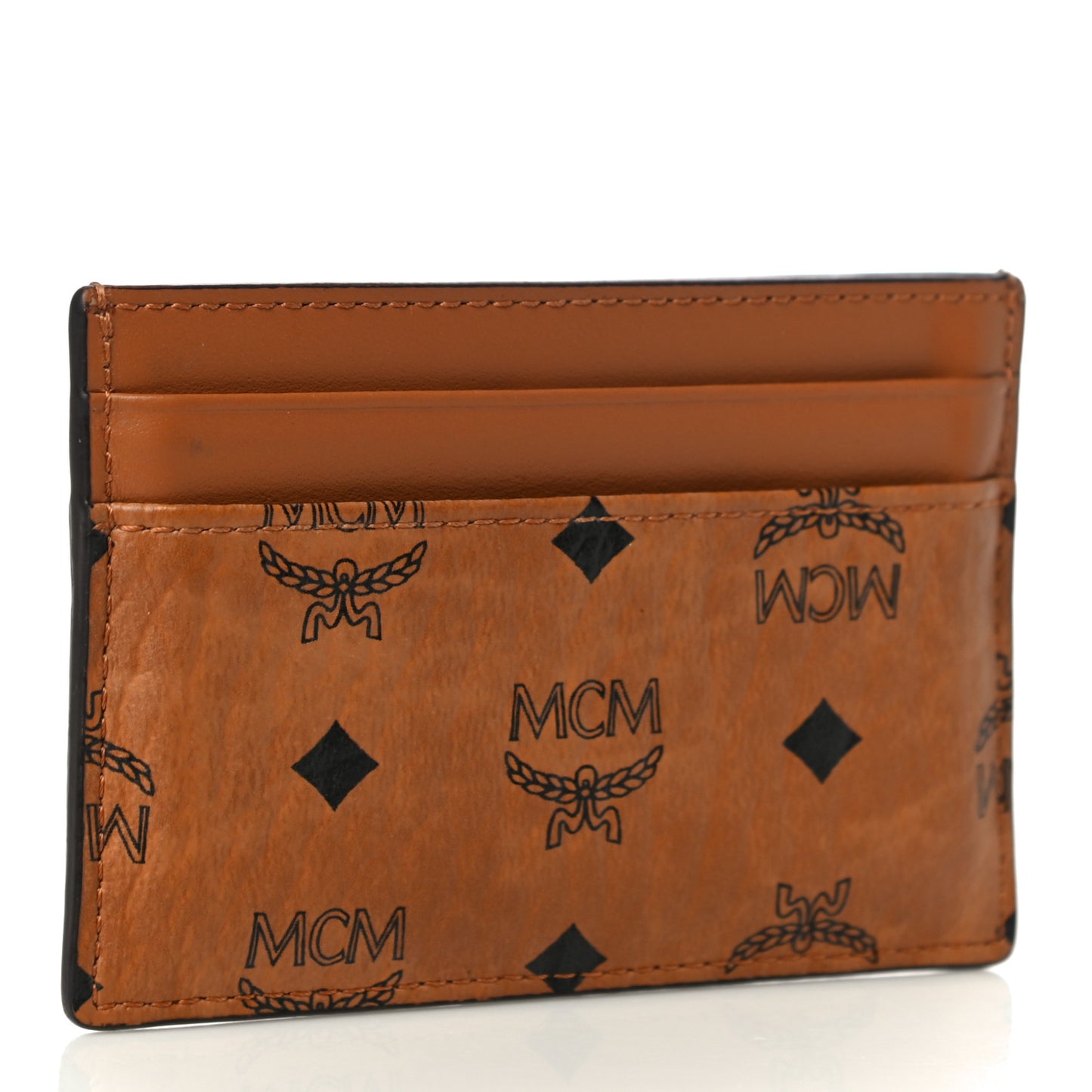 Calfskin Visetos Card Holder Cognac