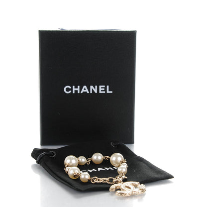Chanel Enamel Pearl CC Camellia Bracelet Beige Gold 5 of 5