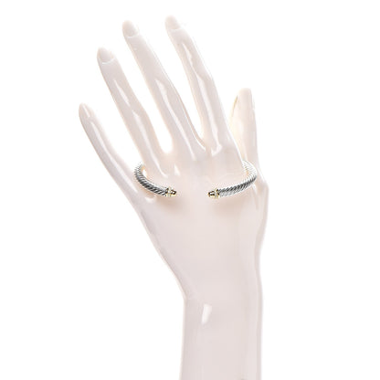 David Yurman Sterling Silver 18K Yellow Gold Diamond 5mm Cable Classics Bracelet 2 of 4