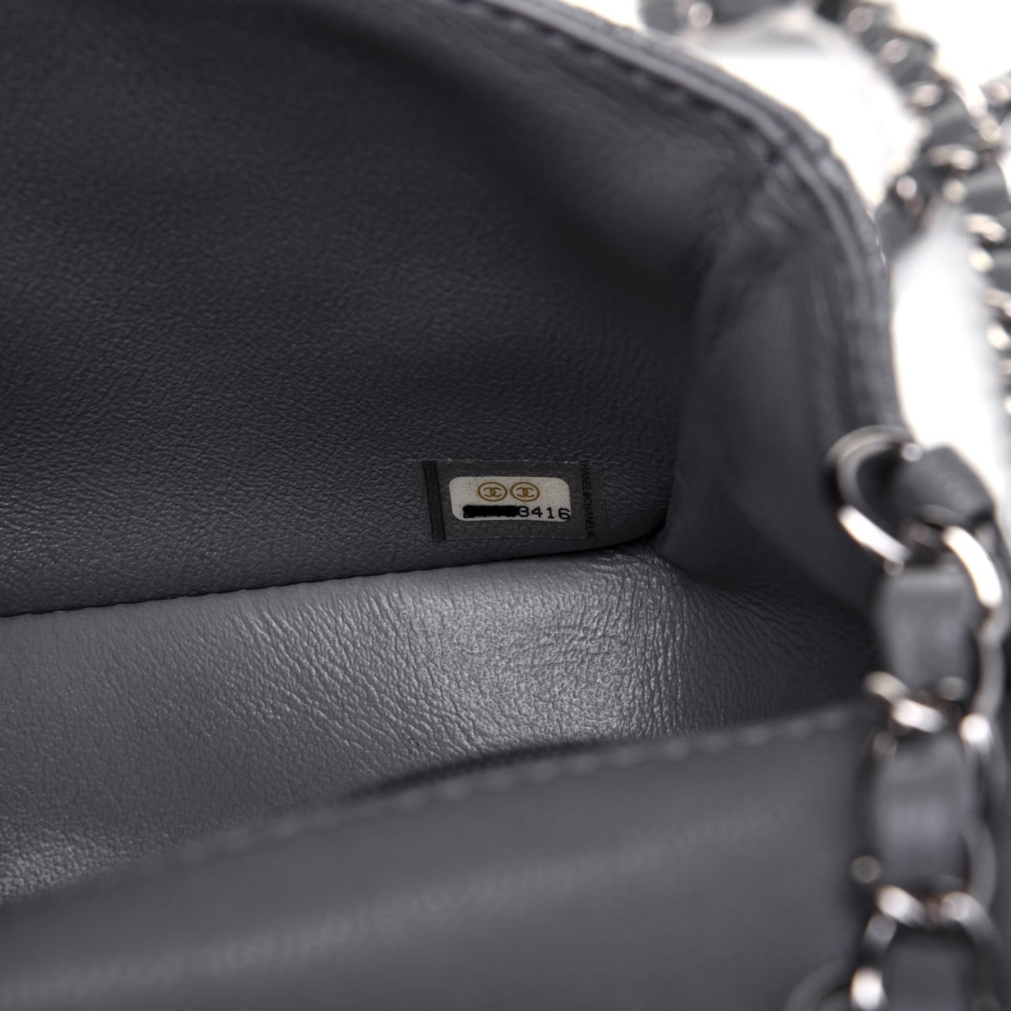 Caviar Quilted Mini Rectangular Flap Grey