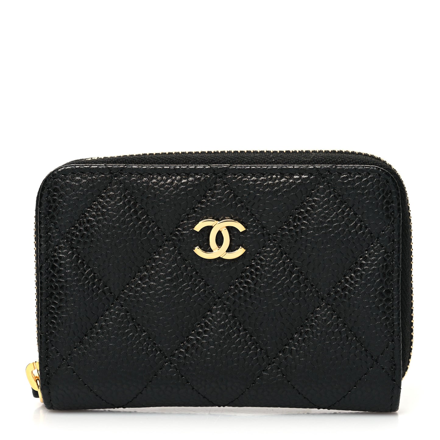 Caviar Quilted Classic Zipped Coin Purse Black