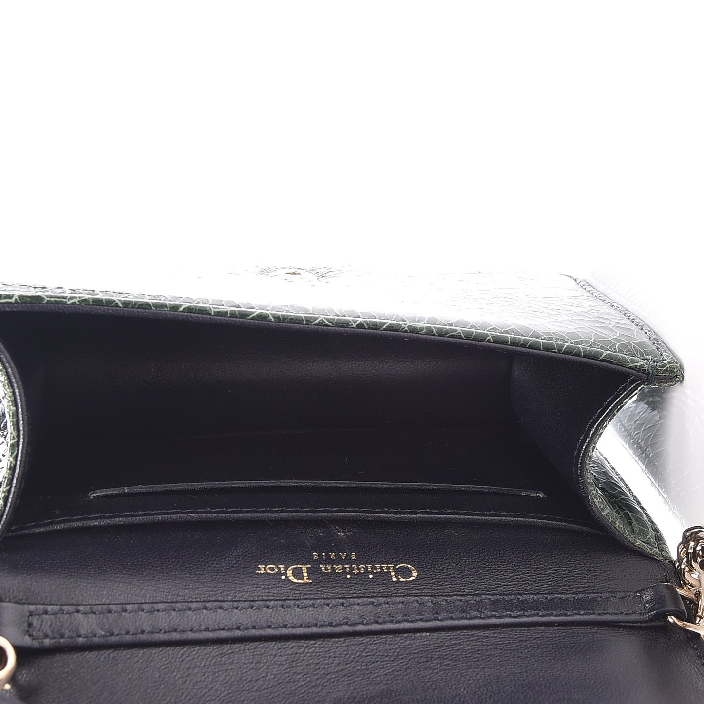 Ceramic Effect Deerskin Baby Diorama Flap Bag Green