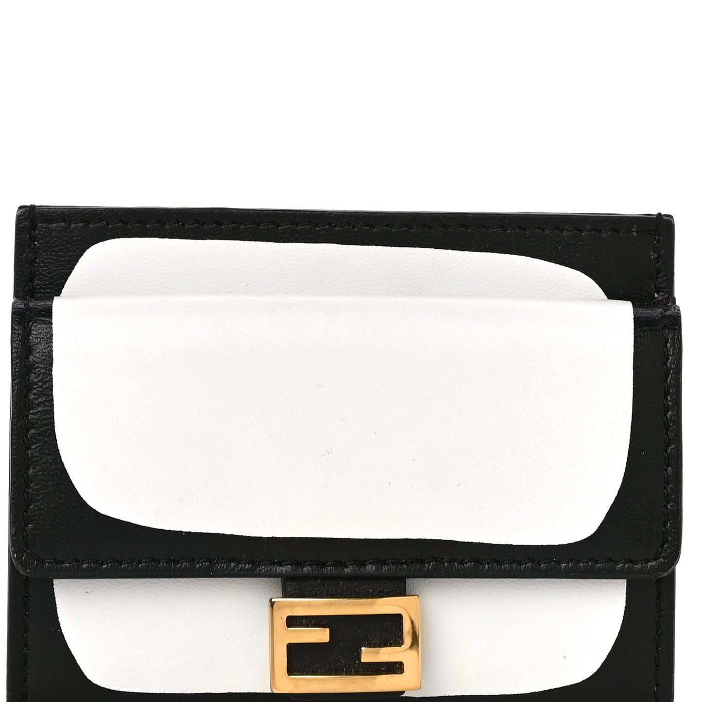 X JOSHUA VIDES Nappa FF Embossed Fold Over Card Holder Wallet White Black