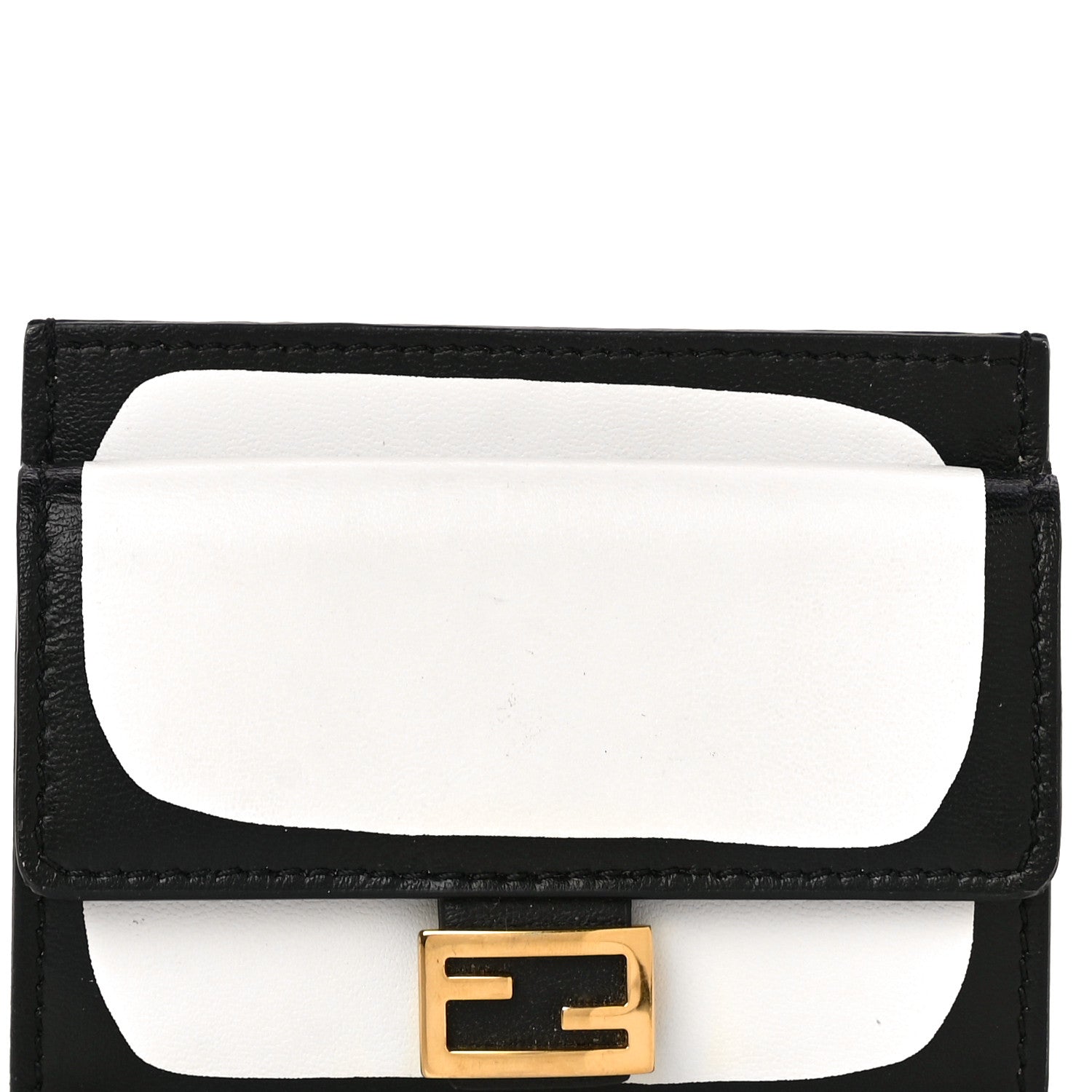 Fendi X JOSHUA VIDES Nappa FF Embossed Fold Over Card Holder Wallet White Black 10 of 10