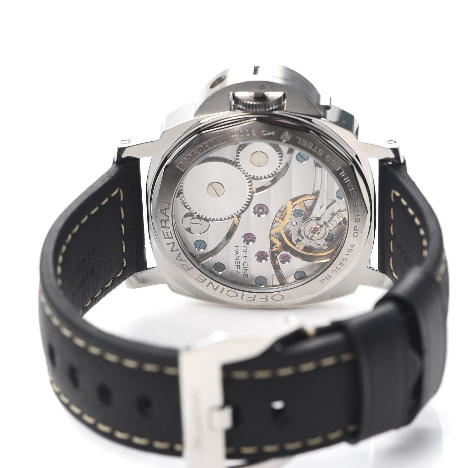 Panerai Stainless Steel Calfskin 44mm Luminor Base Manual Winding Watch Black PAM00112 4 of 5