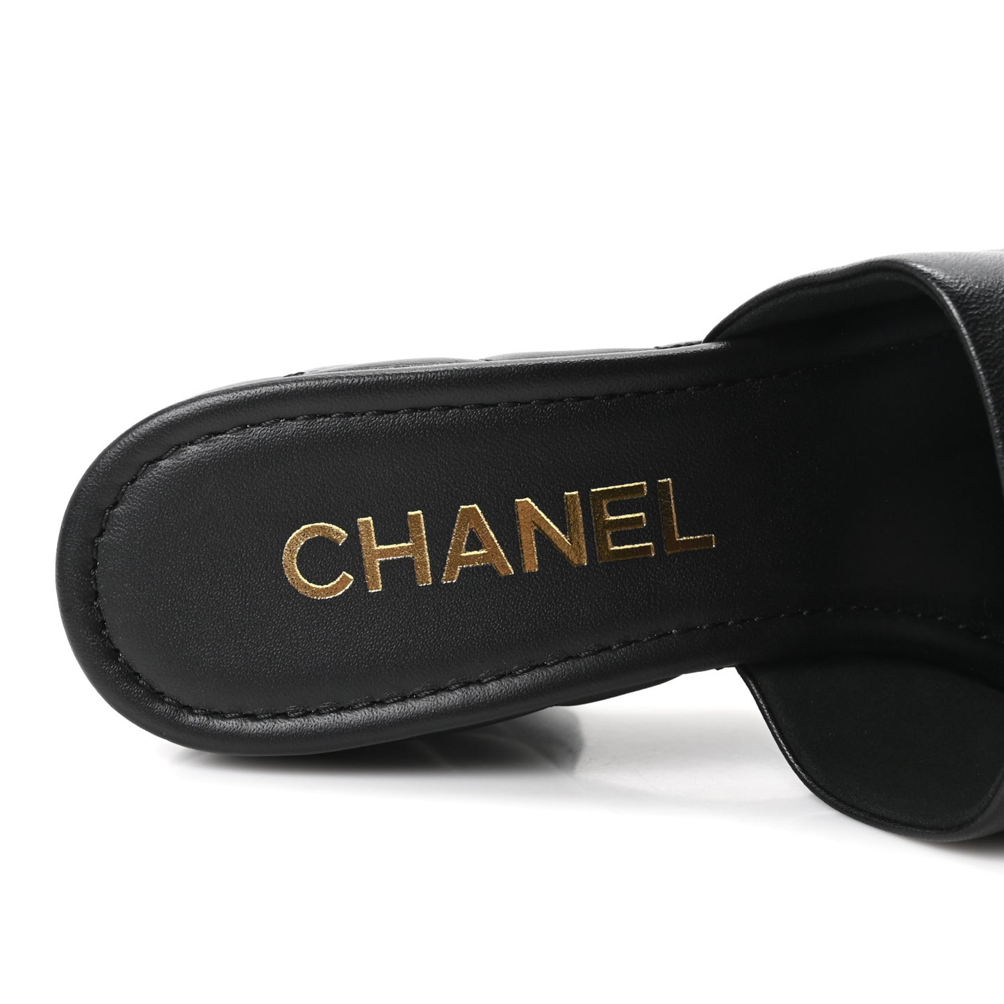 Lambskin Quilted CC Platform Mules 38.5 Black