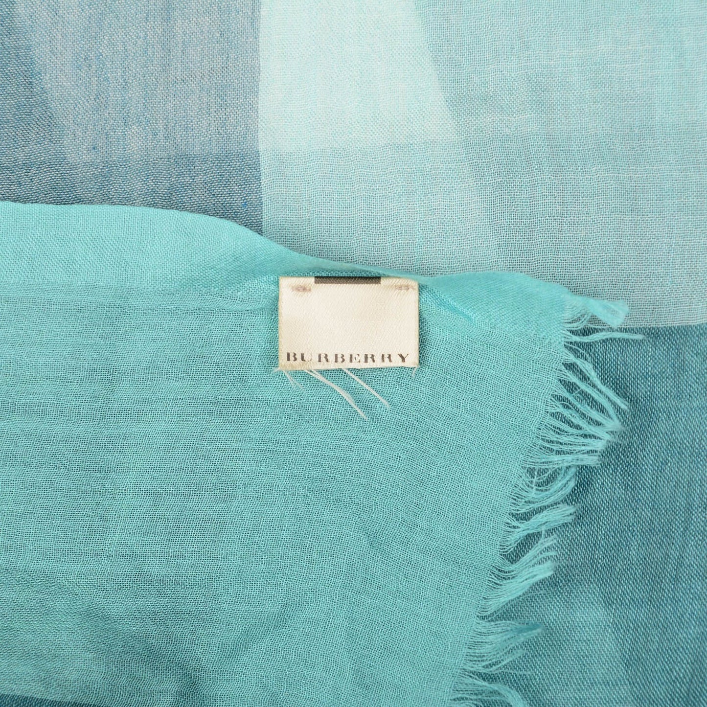 Modal Cashmere Silk House Check Lightweight Scarf Pale Peridot Blue