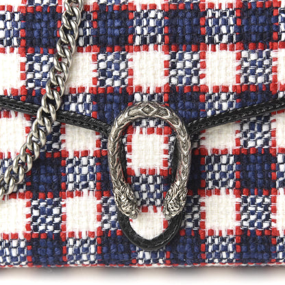 Gucci Vintage Tweed Check Mini Dionysus Chain Wallet White Hibiscus Red Marine 8 of 10