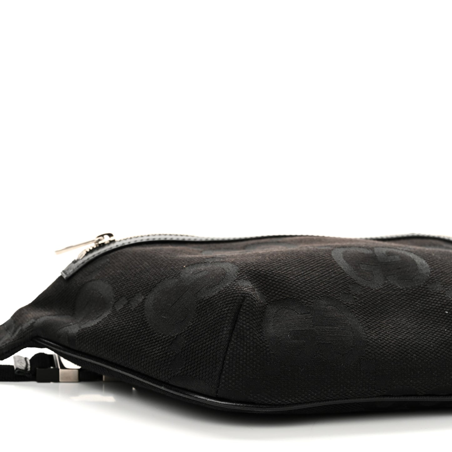 Monogram Jumbo GG Textured Dollar Calfskin Web Belt Bag Black