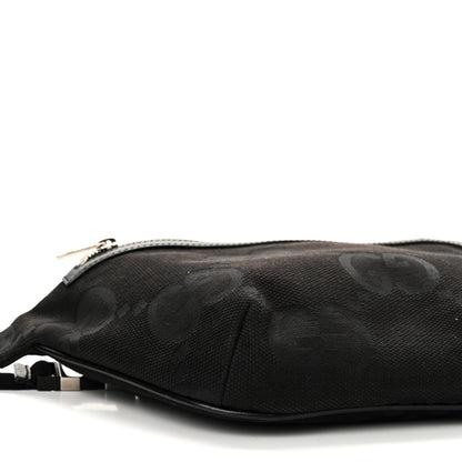 Gucci Monogram Jumbo GG Textured Dollar Calfskin Web Belt Bag Black 8 of 9