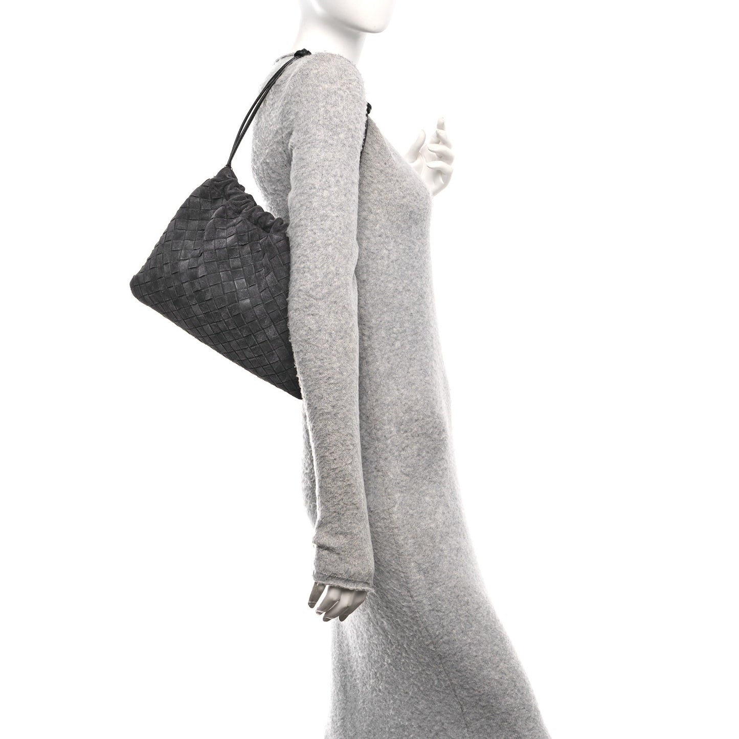 Suede Calfskin Intrecciato Medium Dustbag Grey