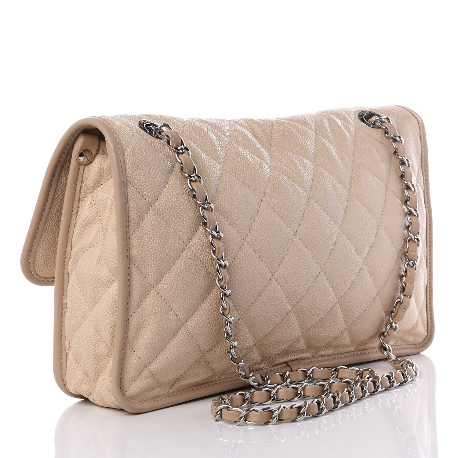 Chanel Caviar French Riviera Large Flap Beige 2 of 8