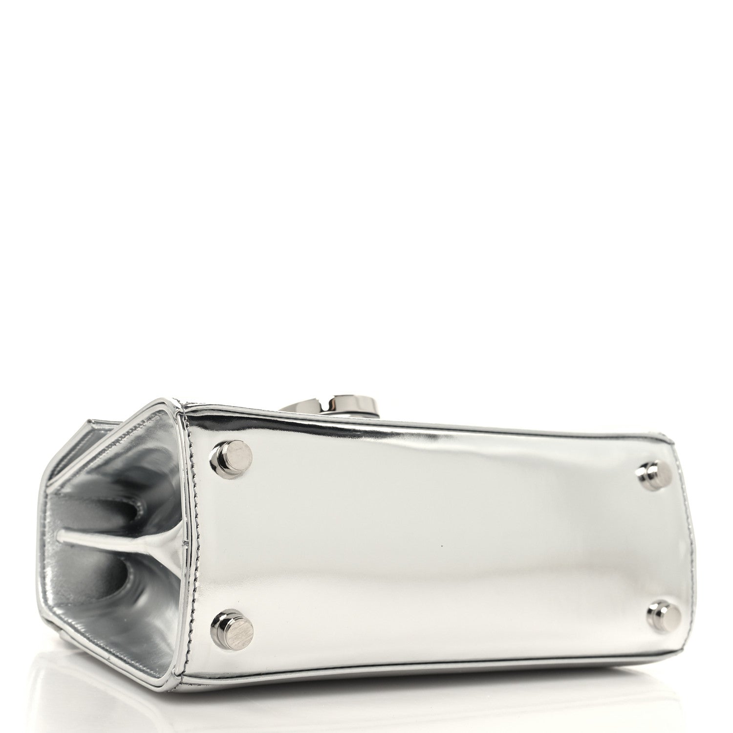 Salvatore Ferragamo Metallic Calfskin Small Iconic Top Handle Bag Argento 4 of 10