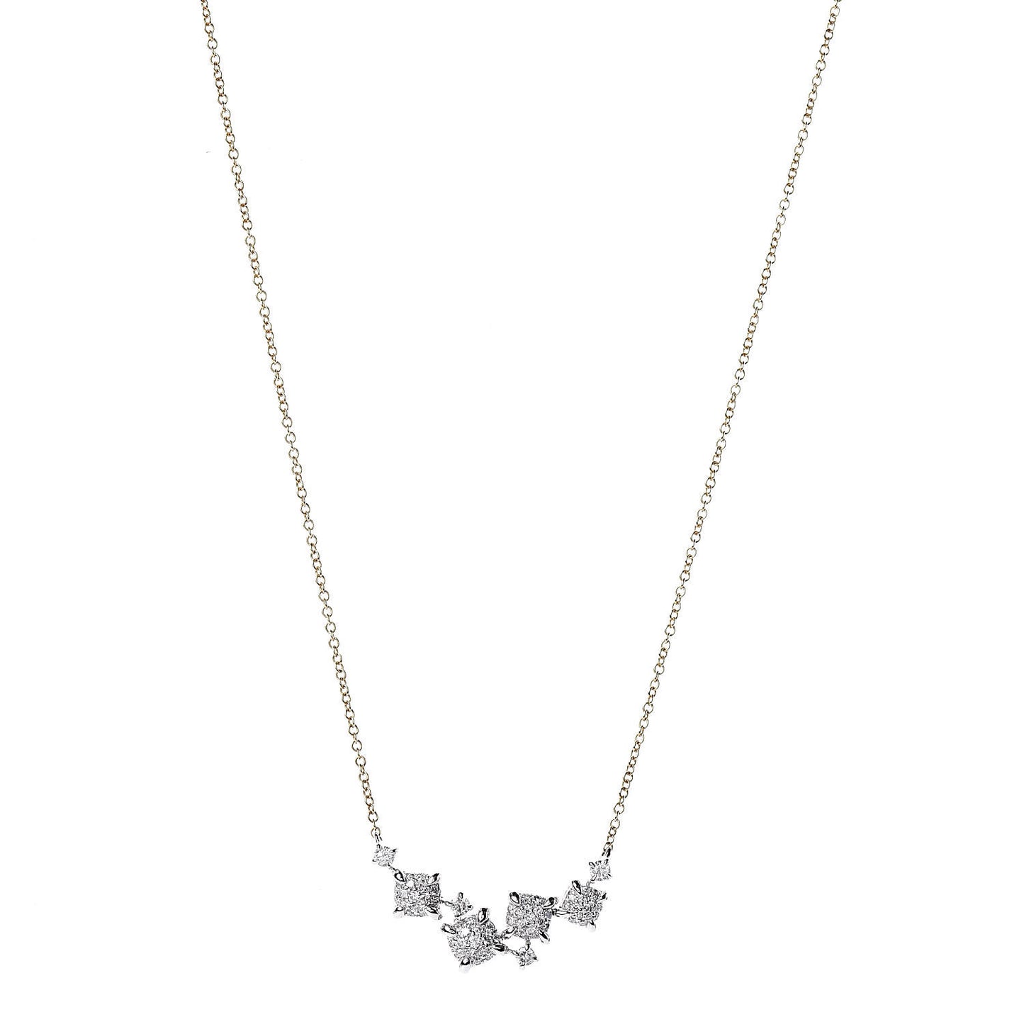 18K Yellow White Gold Diamond Precious Chatelaine Necklace