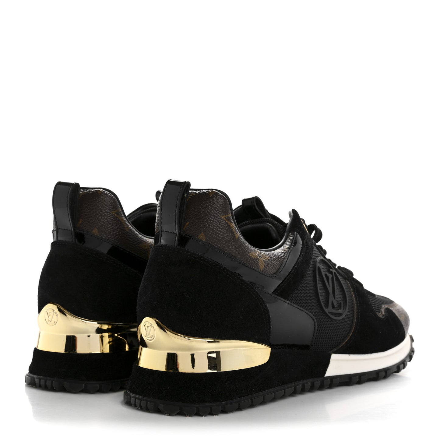 Suede Monogram Run Away Sneakers 38 Black
