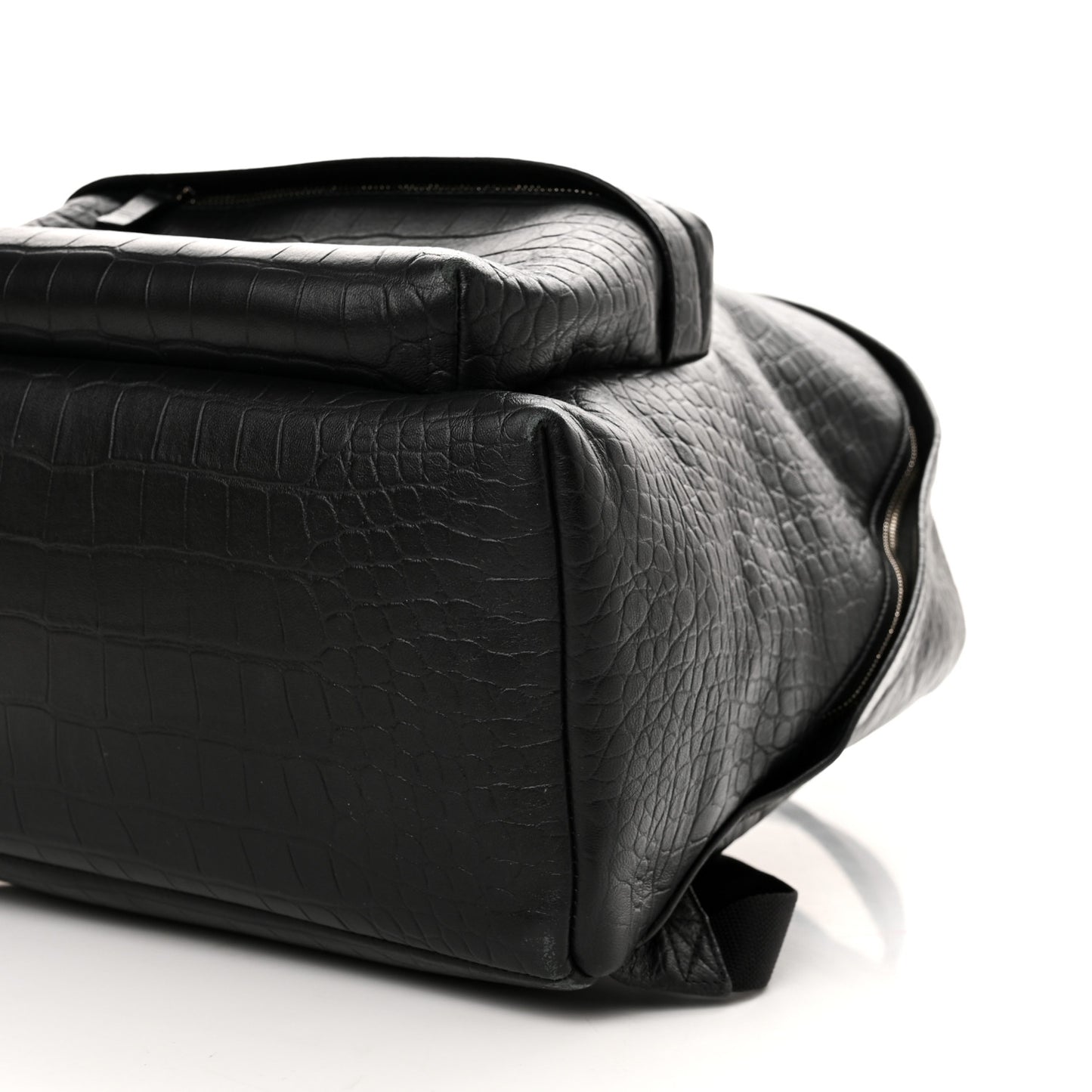 Calfskin Logo Crocodile Embossed Everyday Backpack Black