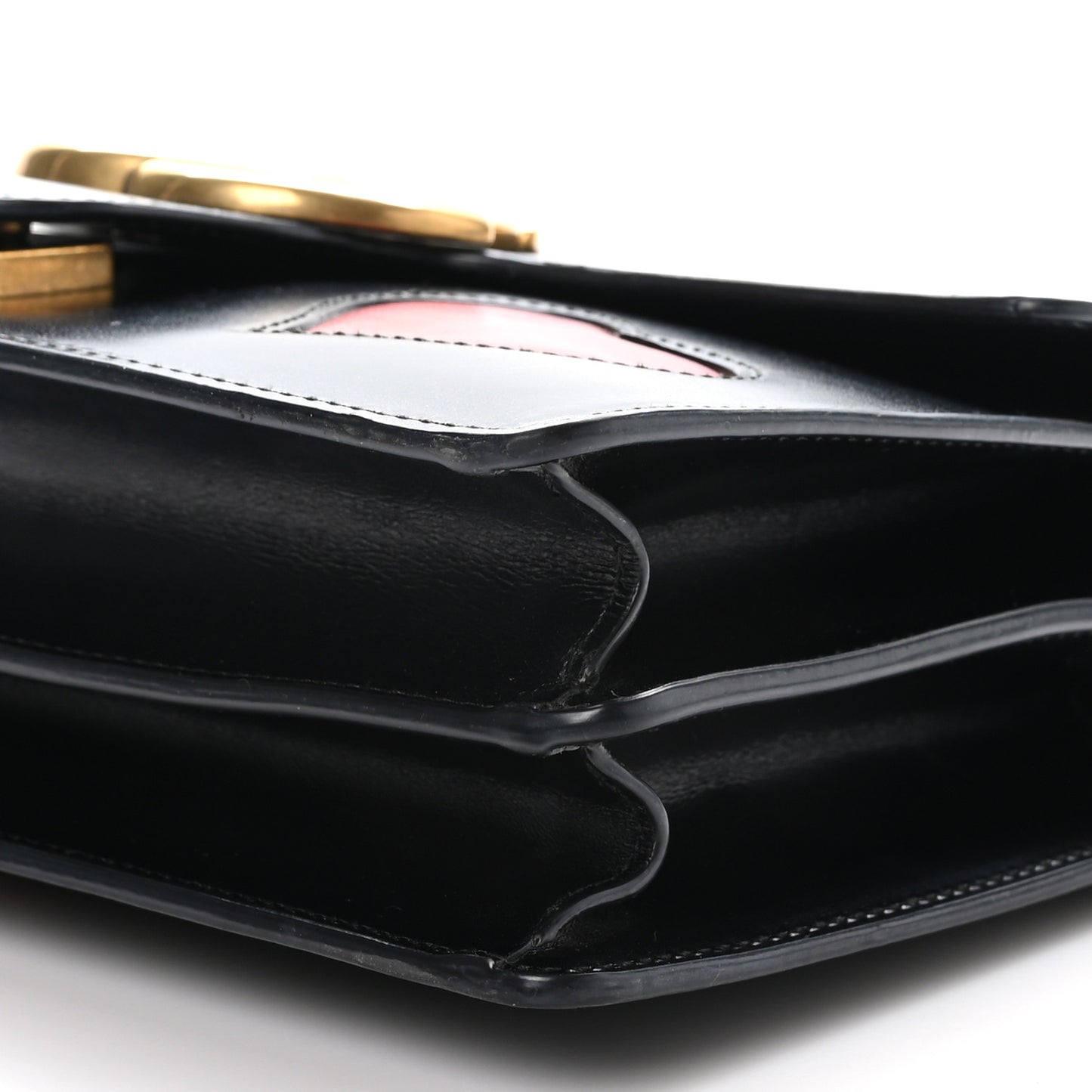 Knight Calfskin Malaga Kid Heart Medium GG Marmont Chain Handle Bag Black Hibiscus Red Multicolor
