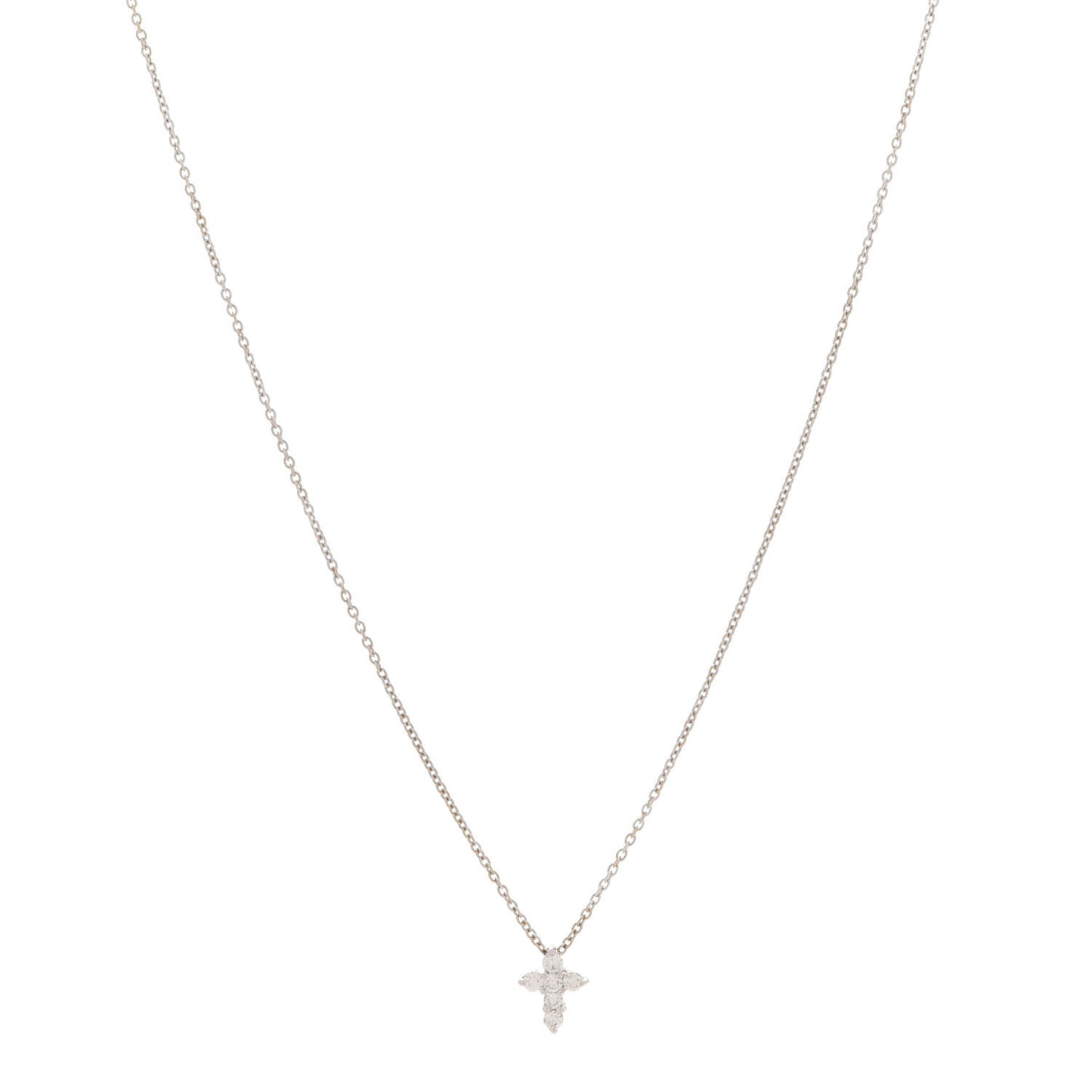 18K White Gold Diamond Tiny Treasures Baby Cross Pendant Necklace