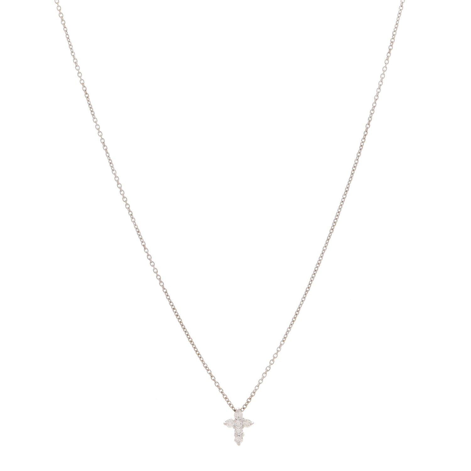 Roberto Coin 18K White Gold Diamond Tiny Treasures Baby Cross Pendant Necklace 1 of 5