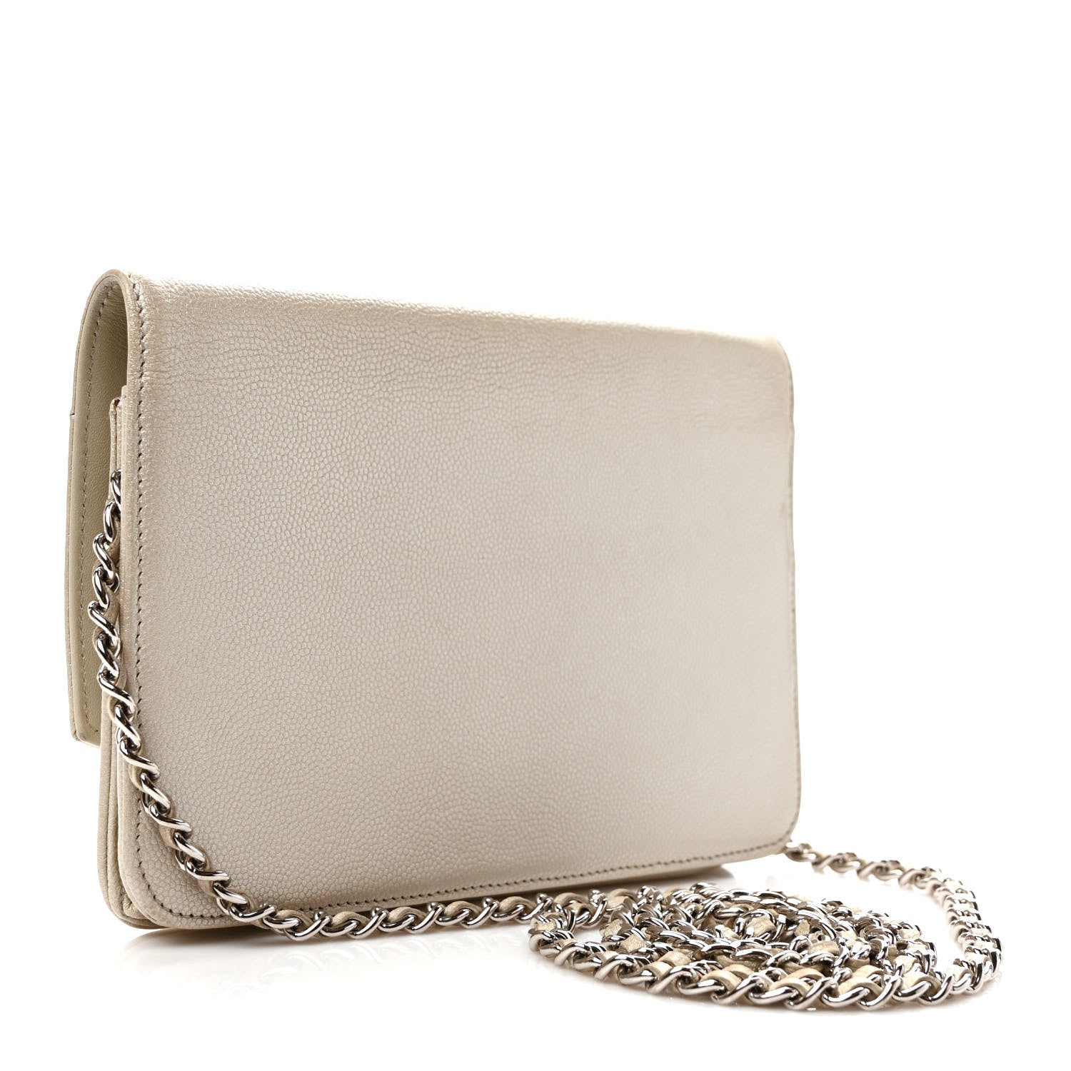 Chanel Caviar Sevruga Wallet on Chain WOC Beige 3 of 11