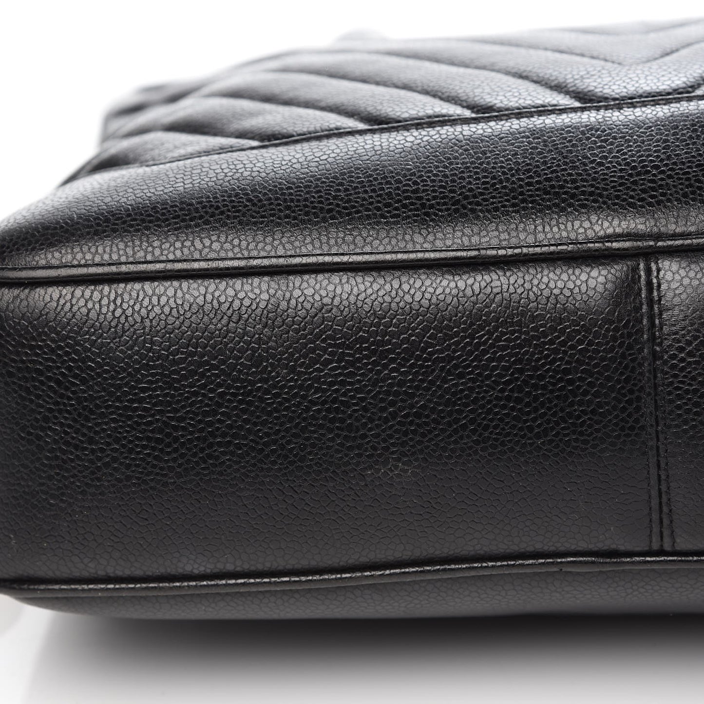 Caviar Chevron Top Handle Bag Black