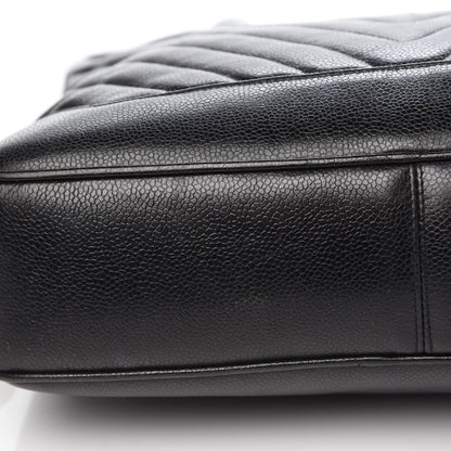 Chanel Caviar Chevron Top Handle Bag Black 10 of 14