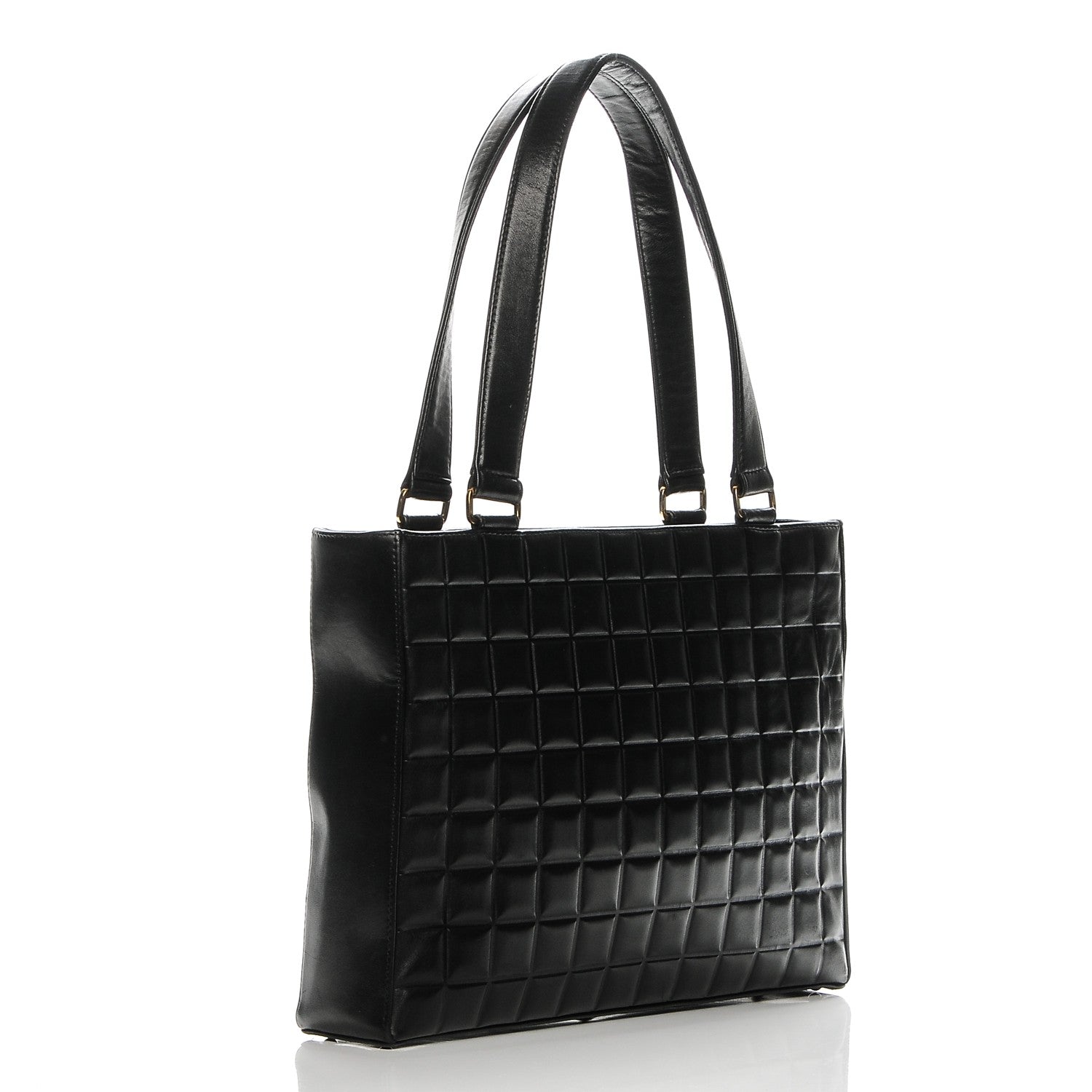 Chanel Lambskin Quilted Chocolate Bar Tote Black 3 of 8