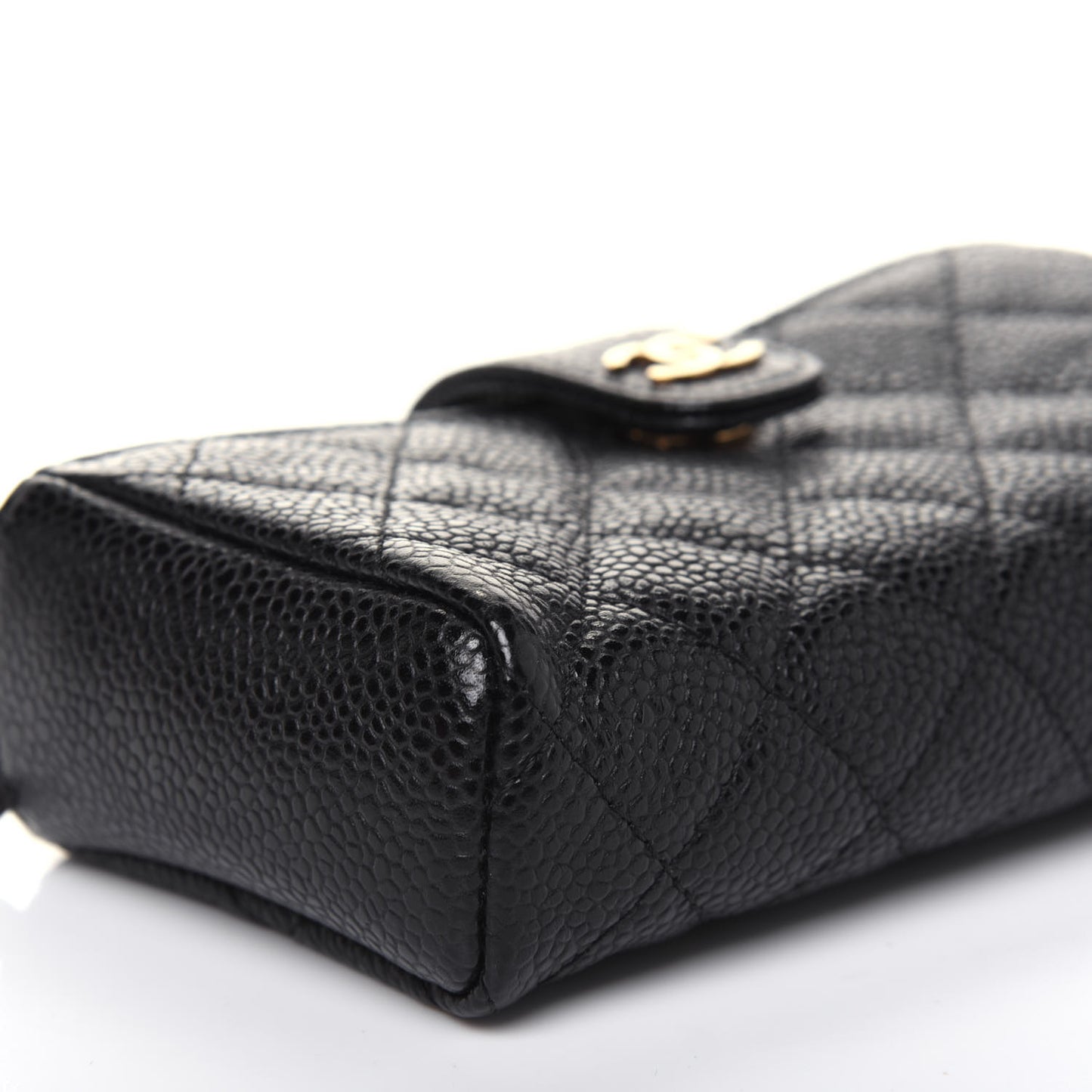 Caviar Quilted Mini Phone Holder Clutch Black