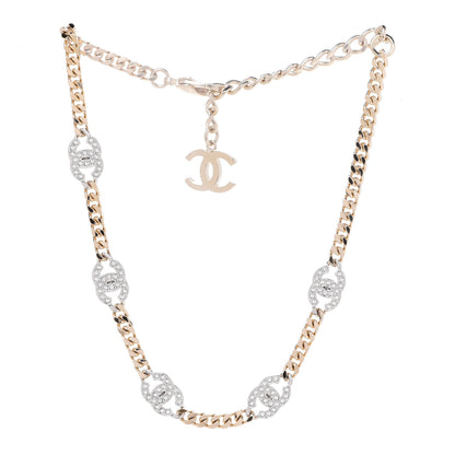 Chanel Crystal Chain CC Link Choker Gold Silver 3 of 6
