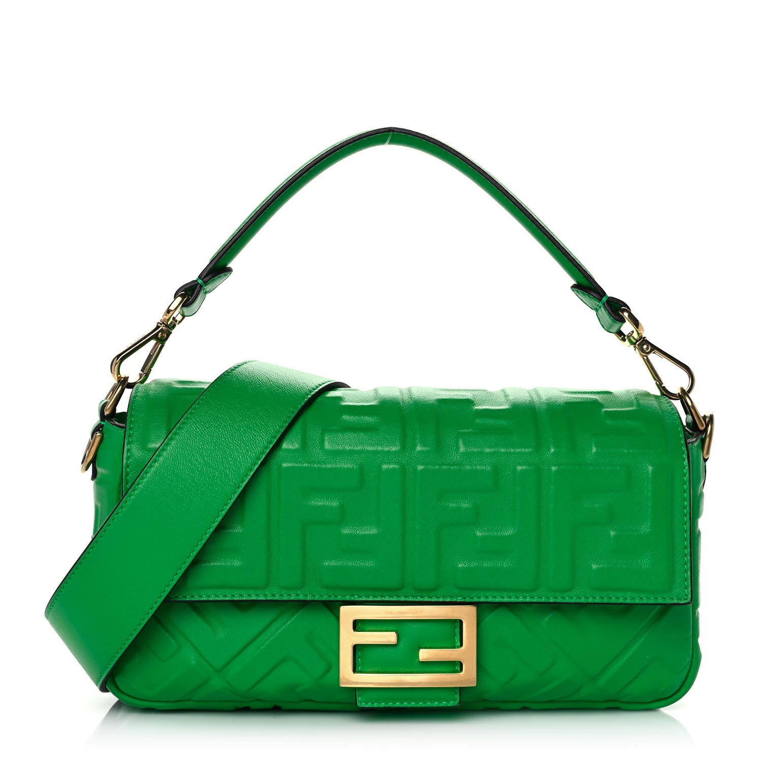 Fendi Nappa FF 1974 Embossed Baguette Tomatillo 1 of 9