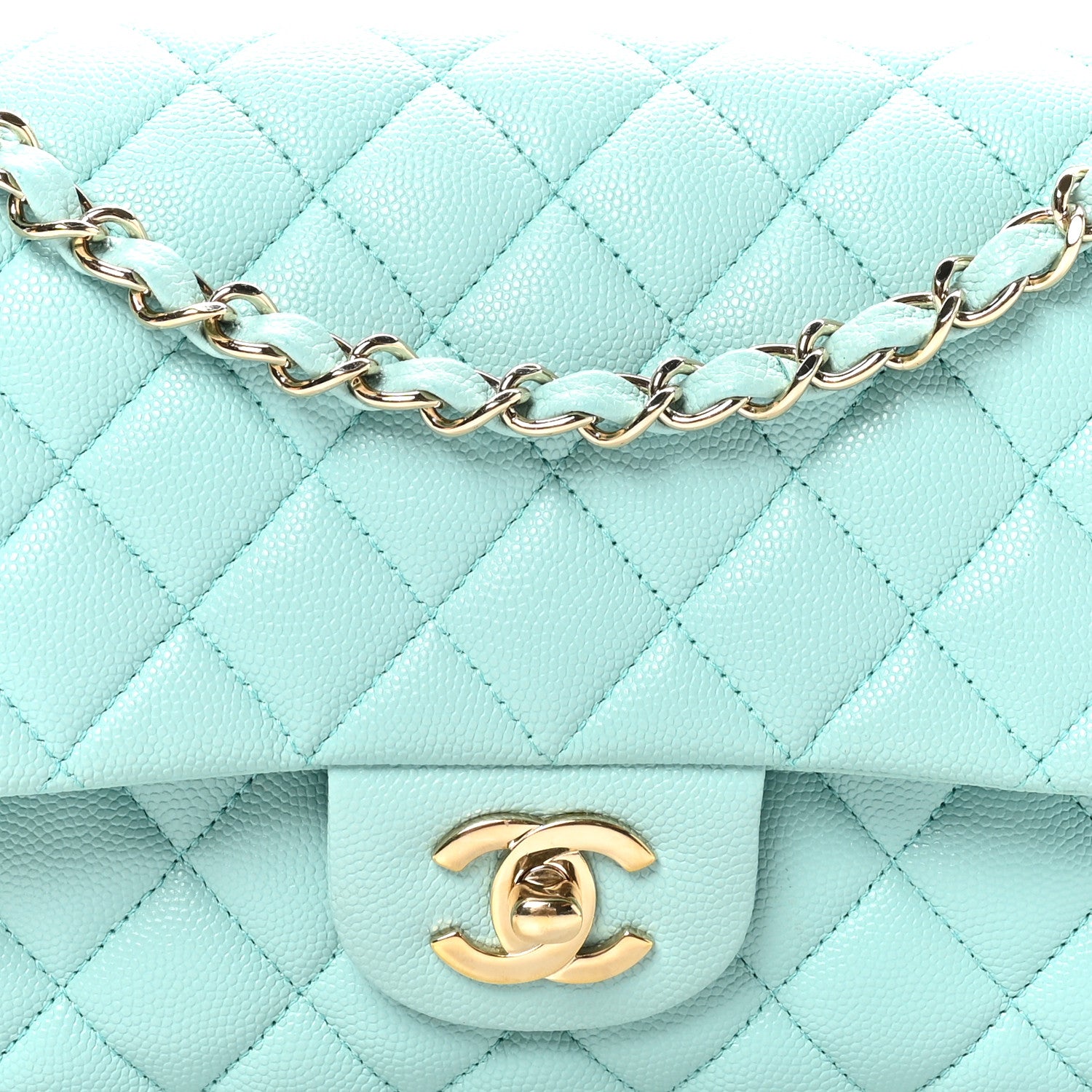Chanel Caviar Quilted Medium Double Flap Light Blue 8 of 10