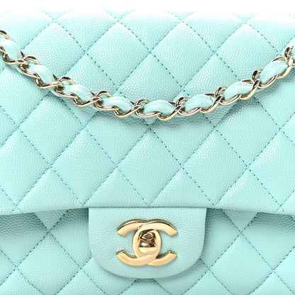 Chanel Caviar Quilted Medium Double Flap Light Blue 8 of 10