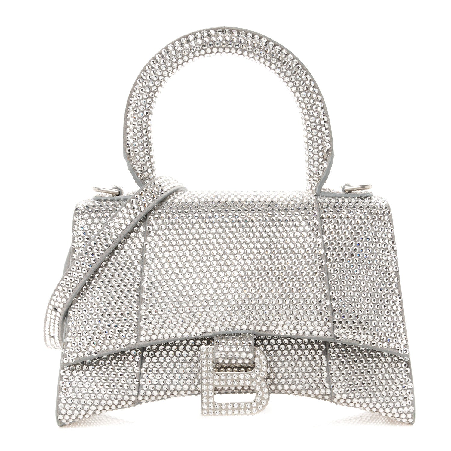 Balenciaga Strass Suede Hourglass Top Handle Bag XS Smoke Grey Crystal 1 of 11