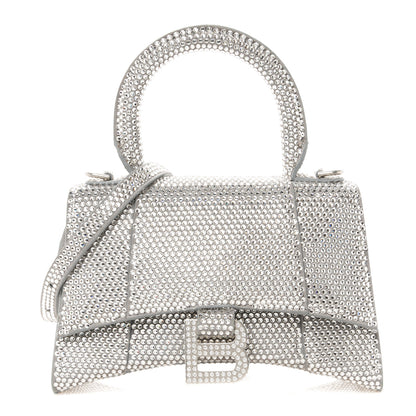 Balenciaga Strass Suede Hourglass Top Handle Bag XS Smoke Grey Crystal 1 of 11