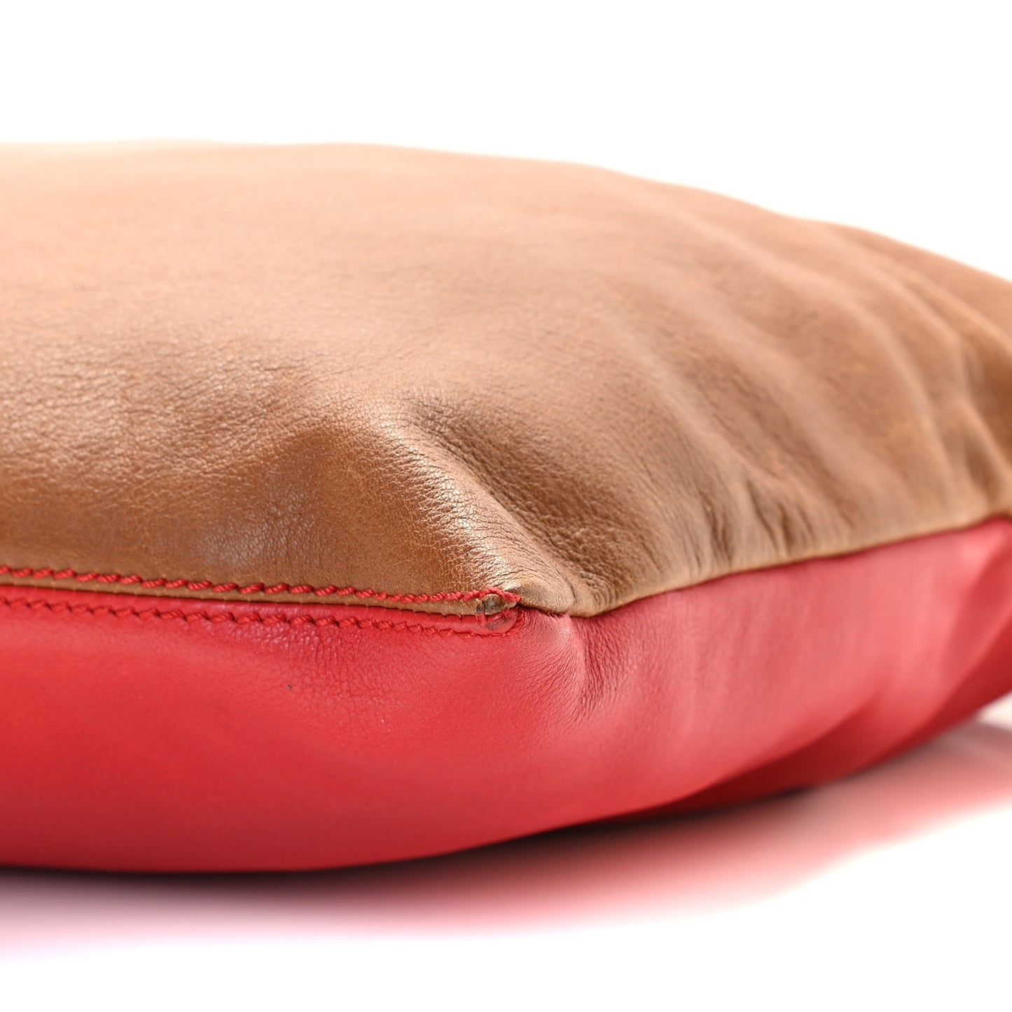 Vitello Foldover Clutch Red Brown