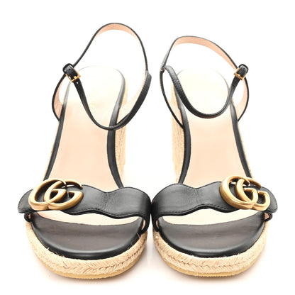 Gucci Galassia Aitana Espadrille 10/95mm Wedge Sandals 37.5 Black 3 of 11