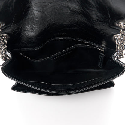 Saint Laurent Crinkled Calfskin Matelasse Monogram Medium Niki Chain Satchel Black 5 of 11