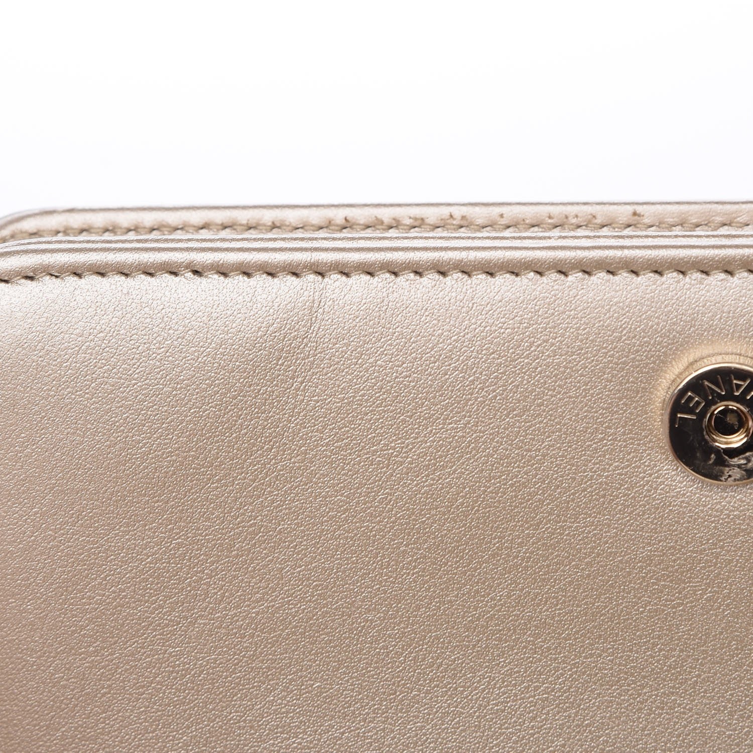 Chanel Metallic Lambskin Camellia Crystal Wallet on Chain WOC Gold 10 of 11