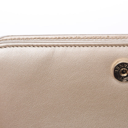Chanel Metallic Lambskin Camellia Crystal Wallet on Chain WOC Gold 10 of 11
