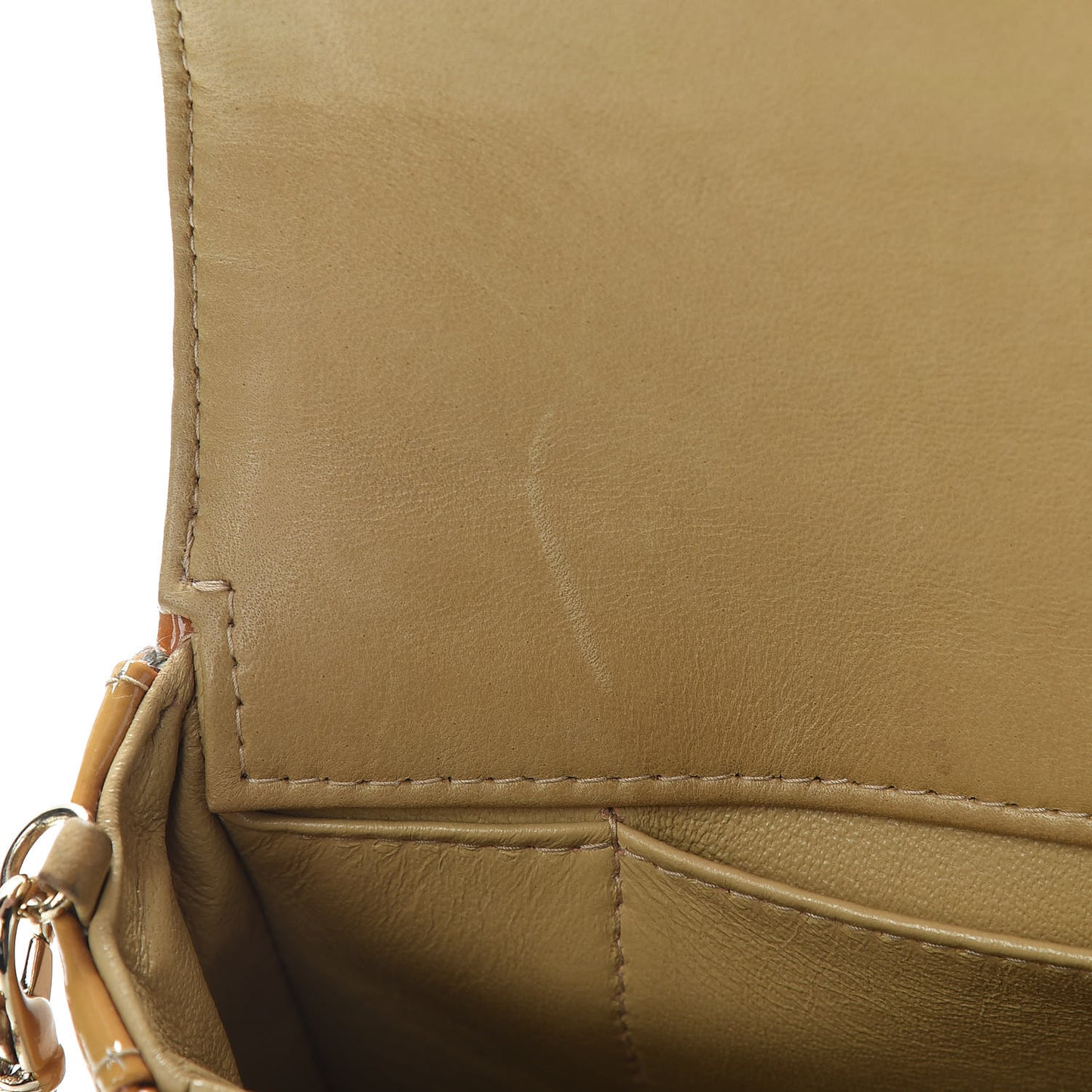 Patent East West Chocolate Bar Flap Beige