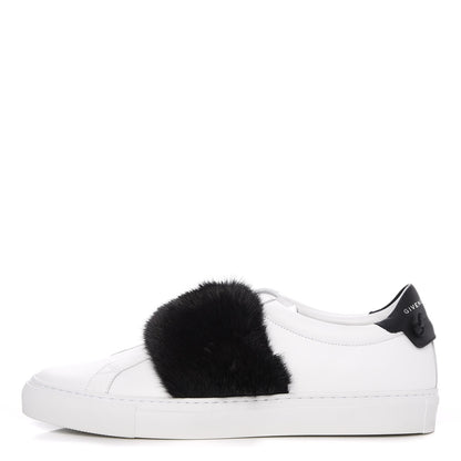 Givenchy Calfskin Mink Fur Womens Urban Street Sneakers 41 White Black 1 of 12