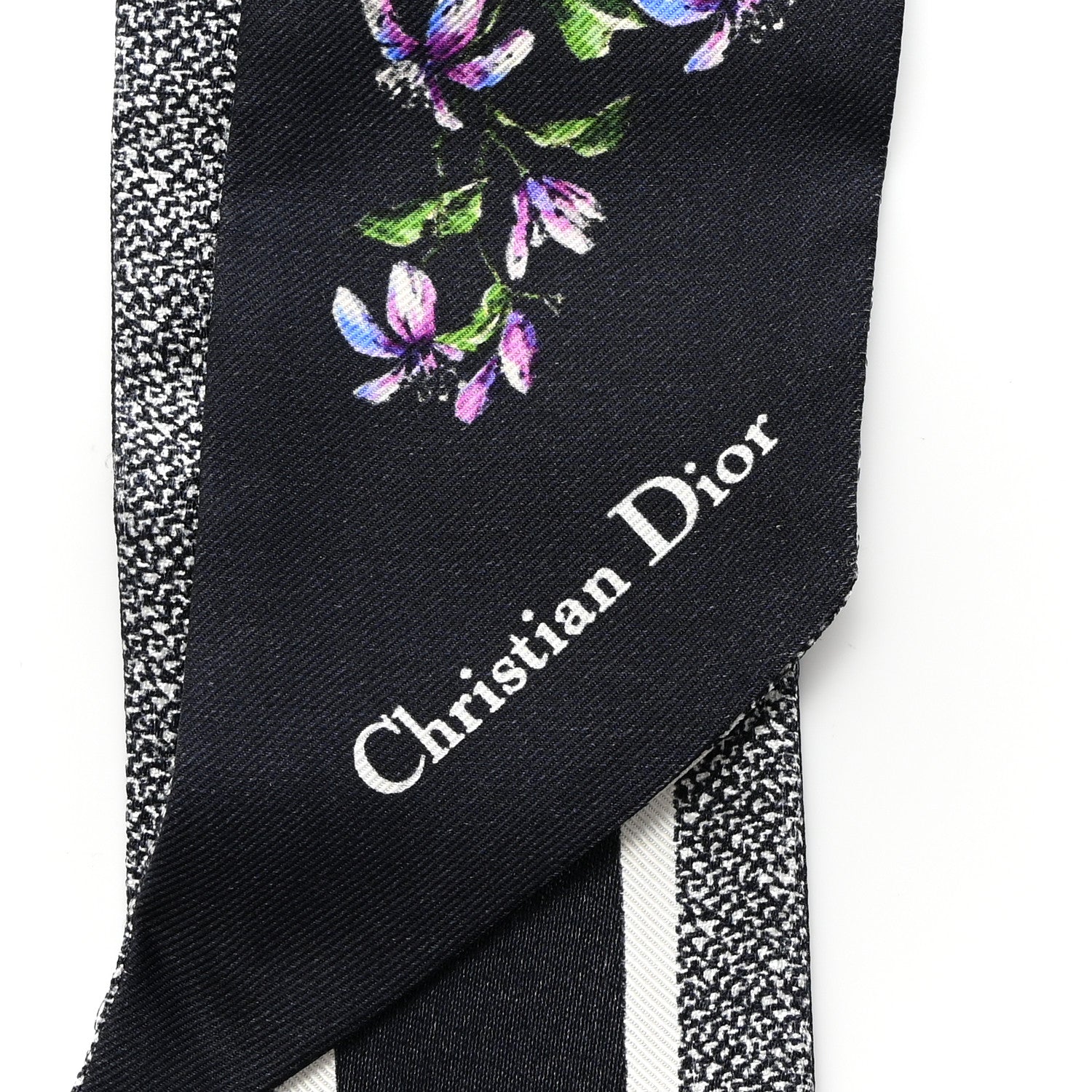 Christian Dior Silk Twill D-Floral Mitzah Scarf Blue Multicolor 3 of 5