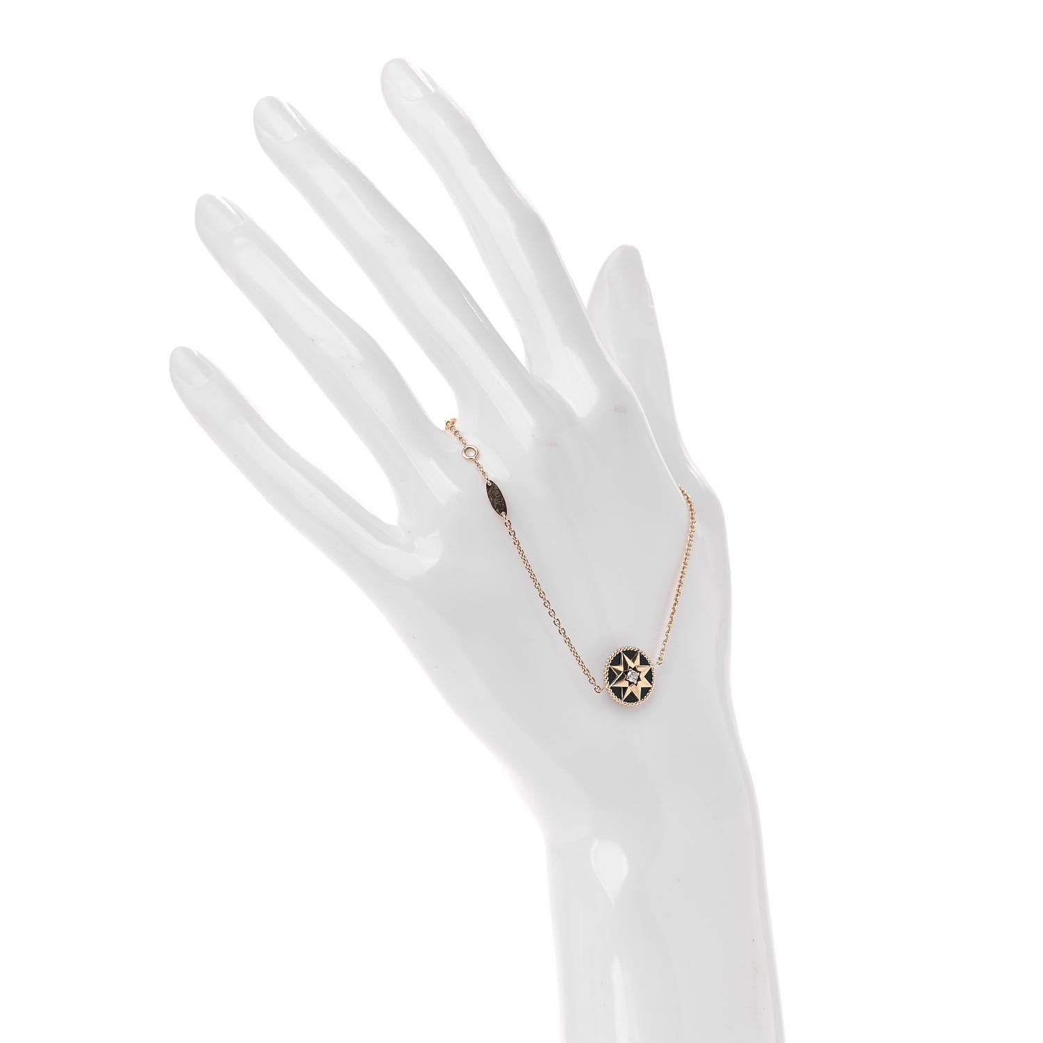 Christian Dior 18K Rose Gold Diamond Black Onyx Rose Des Vents Bracelet 2 of 6