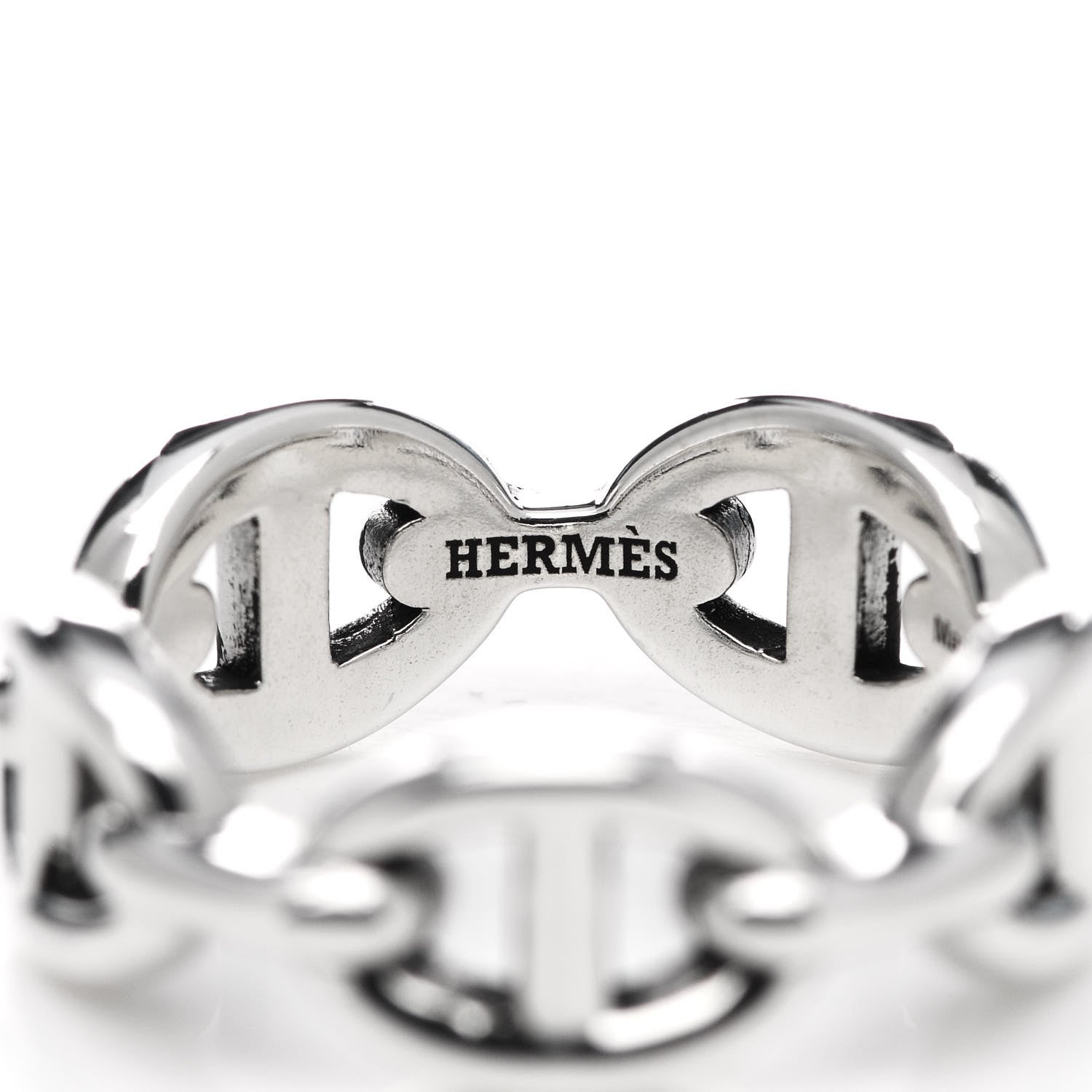 Hermes Sterling Silver PM Chaine d'Ancre Enchainee Band Ring 53 6.5 4 of 8