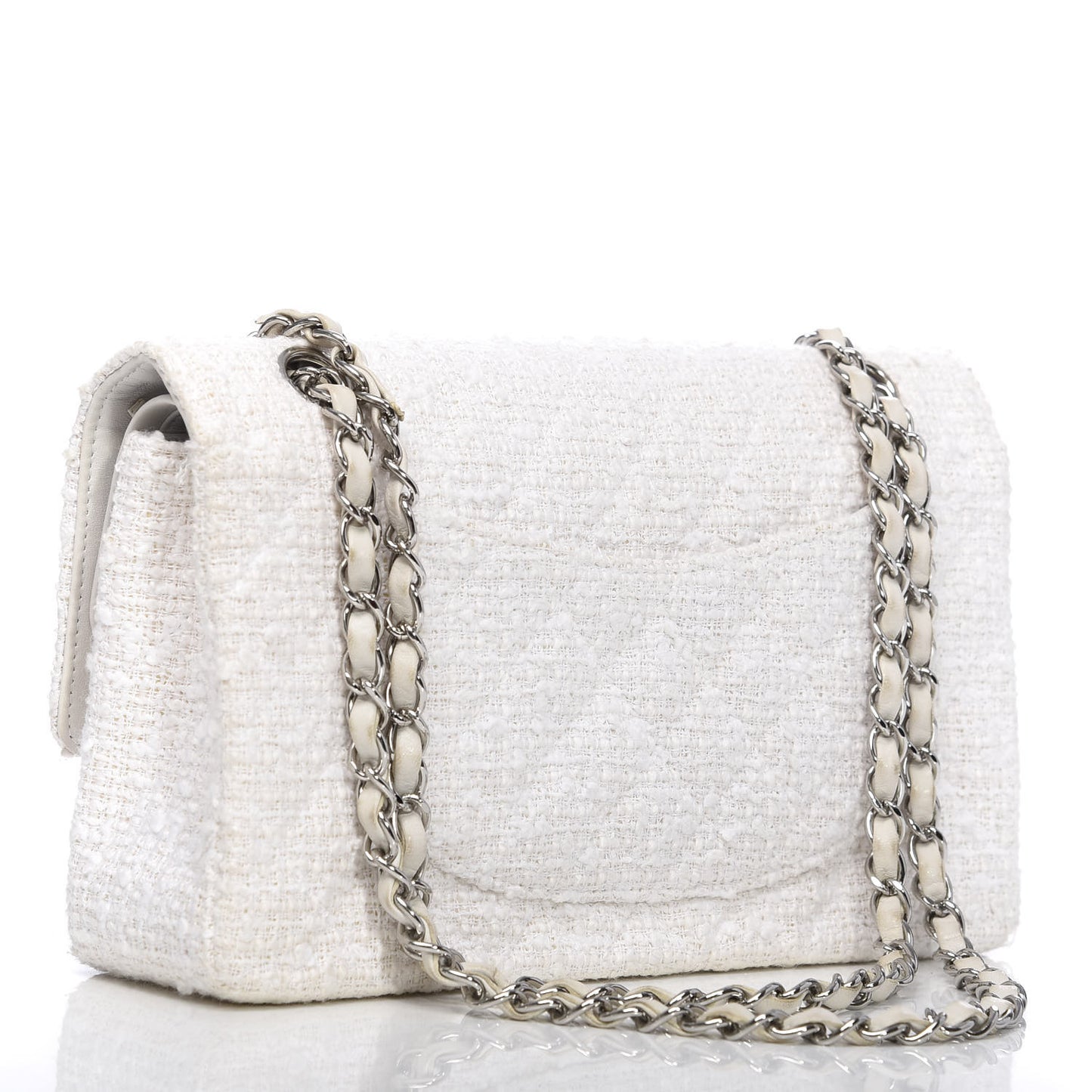 Tweed Medium Double Flap White