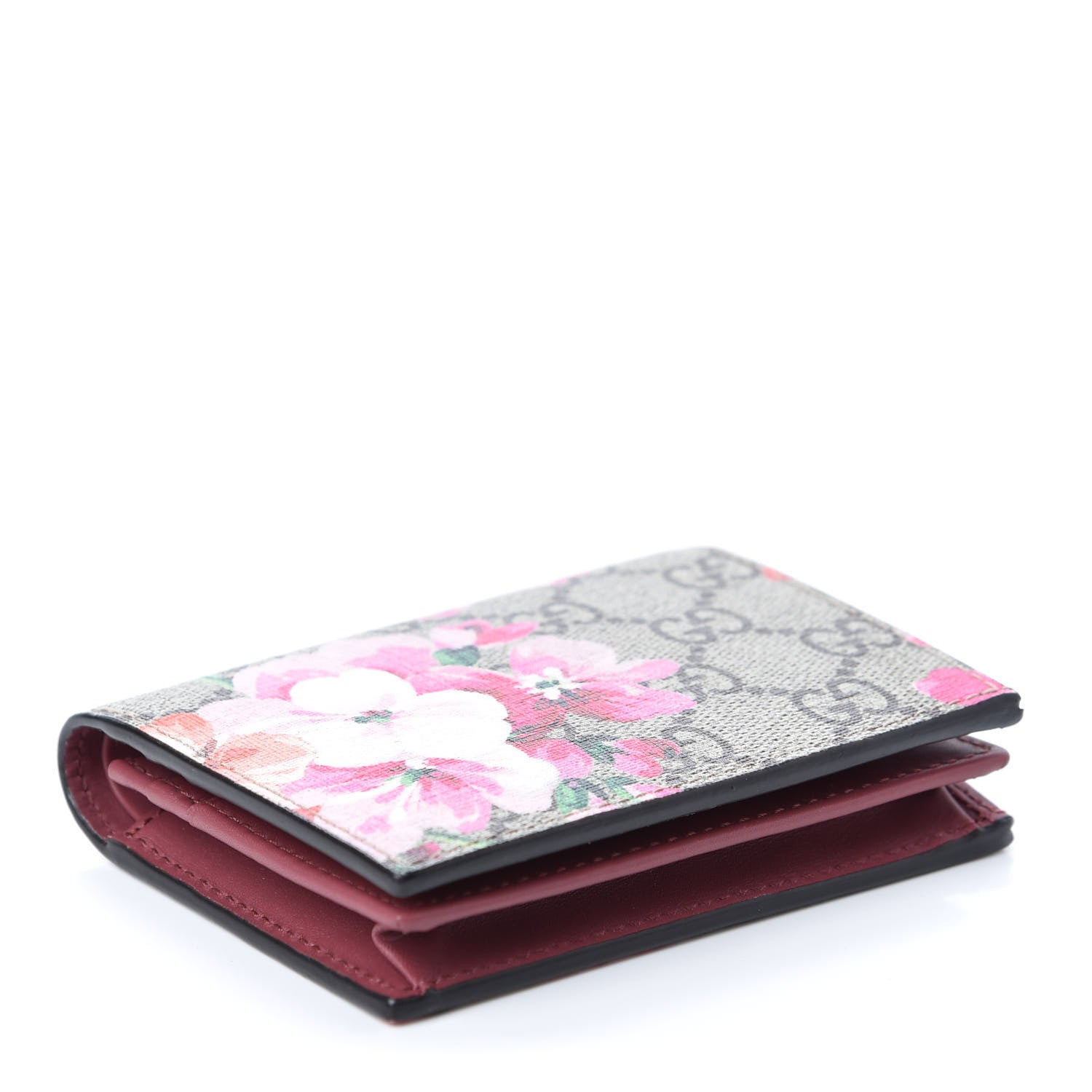 Gucci GG Supreme Monogram Blooms Card Case Beige Multicolor Dry Rose 4 of 8