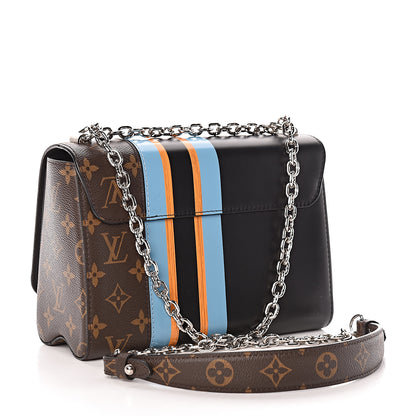 Louis Vuitton Calfskin Monogram Twist Shoulder Bag MM Blue 3 of 13