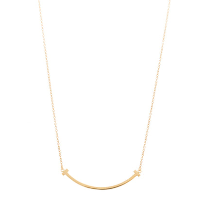 Tiffany 18K Rose Gold Small T Smile Pendant Necklace 1 of 6