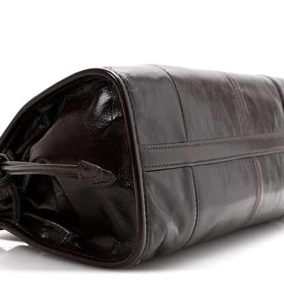Prada Glossy Calfskin Triangle Medium Bonnie Shoulder Bag Dark Brown 16 of 21
